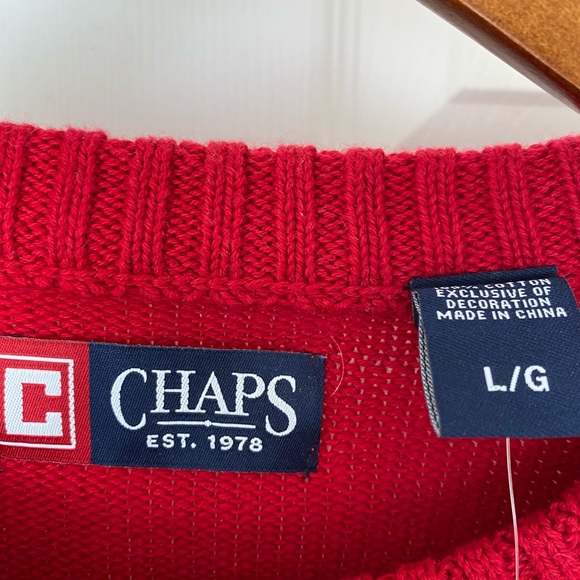 NWT CHAPS Ralph Lauren Men’s Crew Neck Sport Sweater Size Large Red - Picture 4 of 4